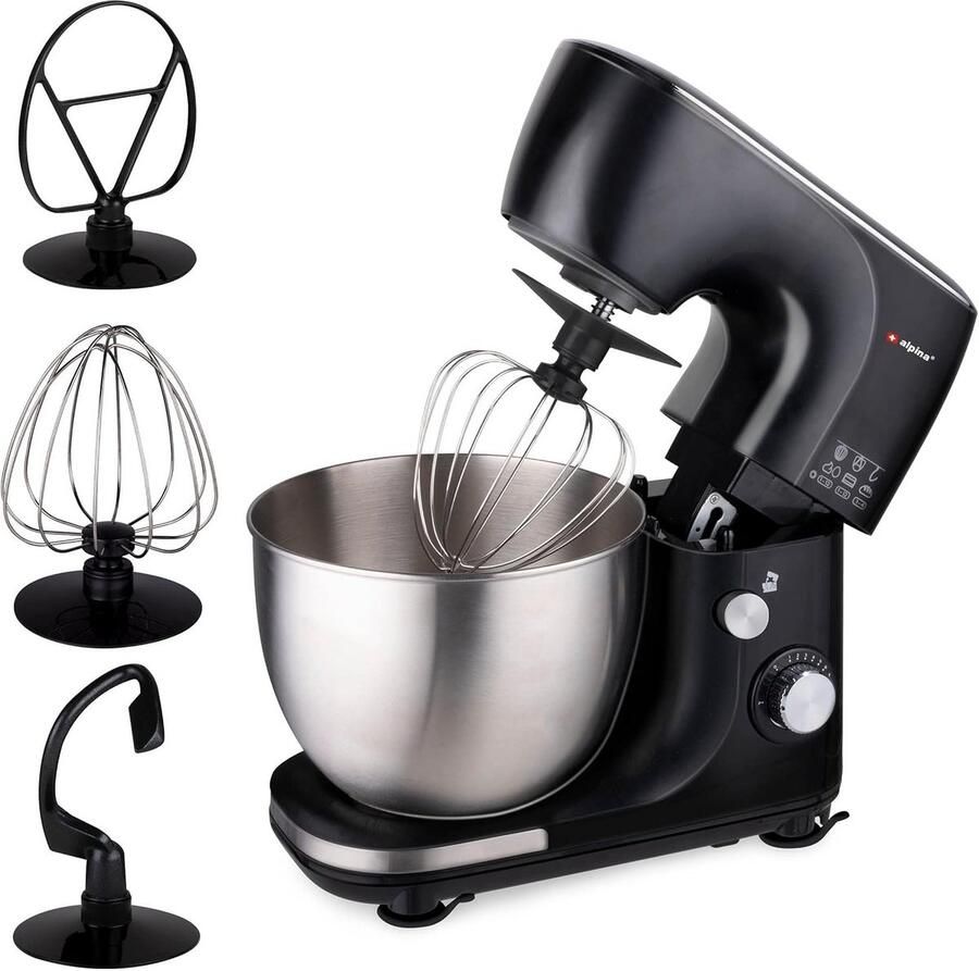 Keukenmachine Mixer Kom Bakken En Koken Met Kom Verlichting 5 Liter Kom Zwart