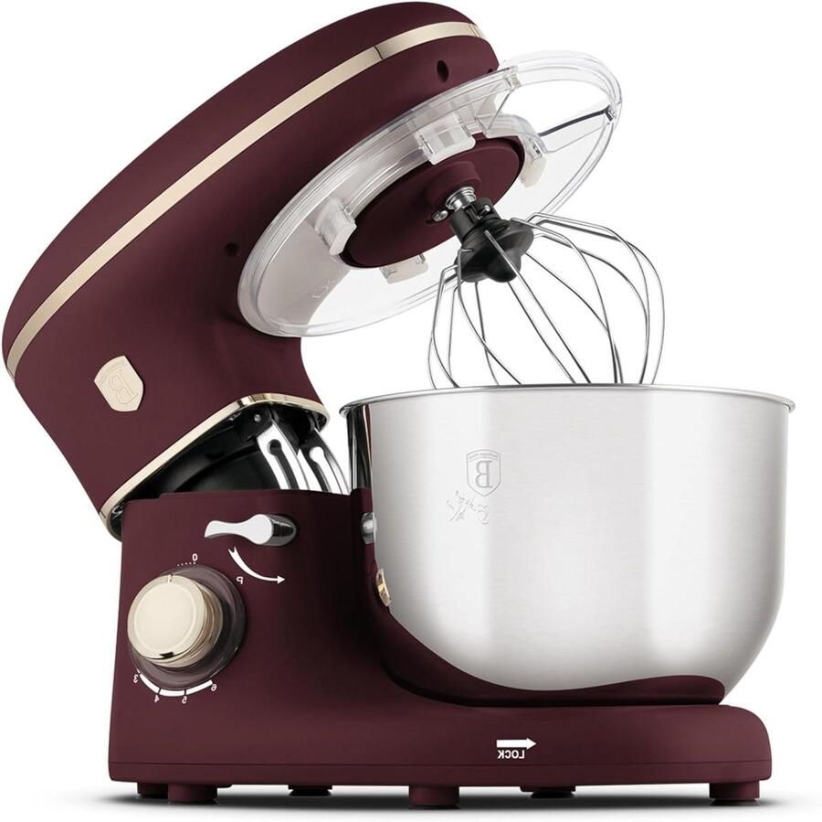 Keukenmachine Mixer Kom Bakken En Koken Stille Werking 6 Liter Kom Bordeauxrood Mat