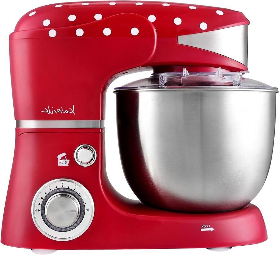 Keukenmachine Mixer Kom Bakken en Mixen Planetair Roersysteem 5 Liter Kom Rood Wit