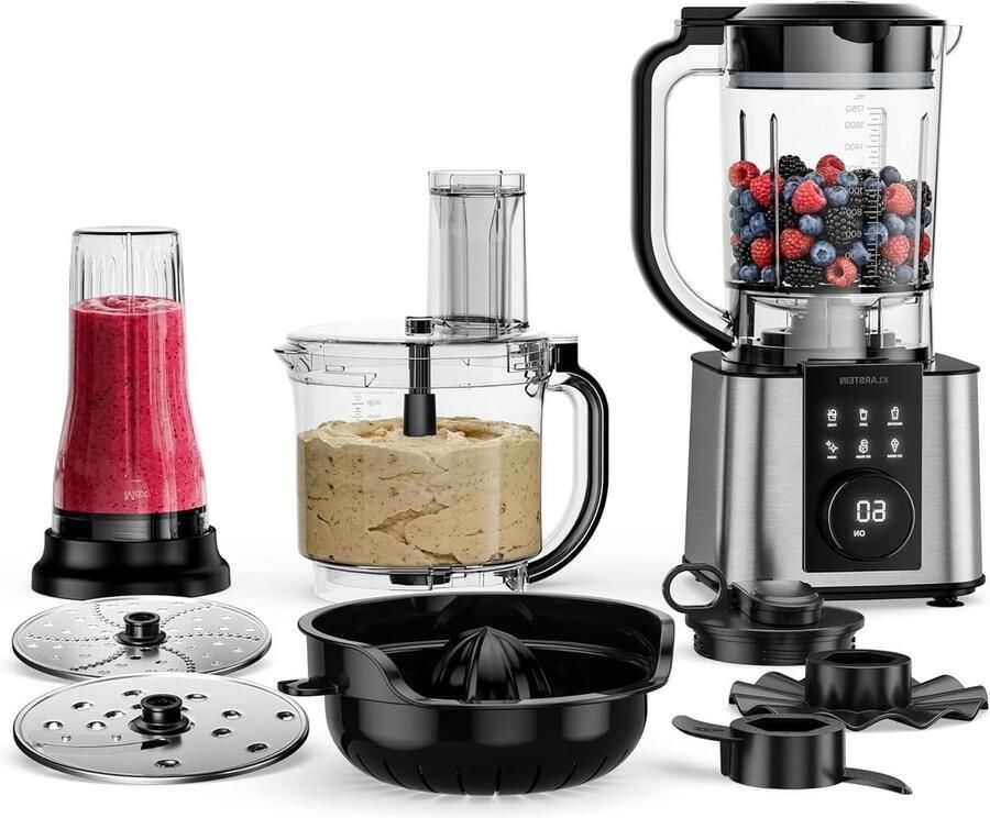 Keukenmachine Mixer Multifunctionele Keukenapparaat Maaltijden Bereiden Krachtige 1200W Motor 2L Kom 1.75L Mixer Zilver