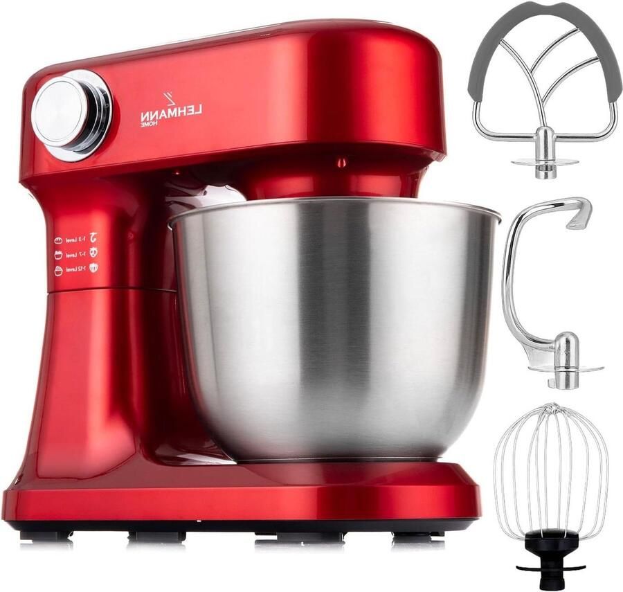 Keukenmachine Keukenrobot Bakken en Koken Krachtige 1500W Motor 5 Liter Kom Rood
