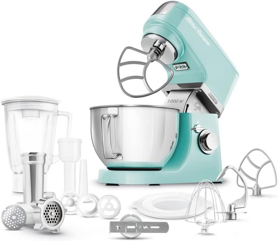 Keukenmachine Mixer Robot Bakken en Koken Krachtige 1000W Motor 4.5L Kom Turkoois