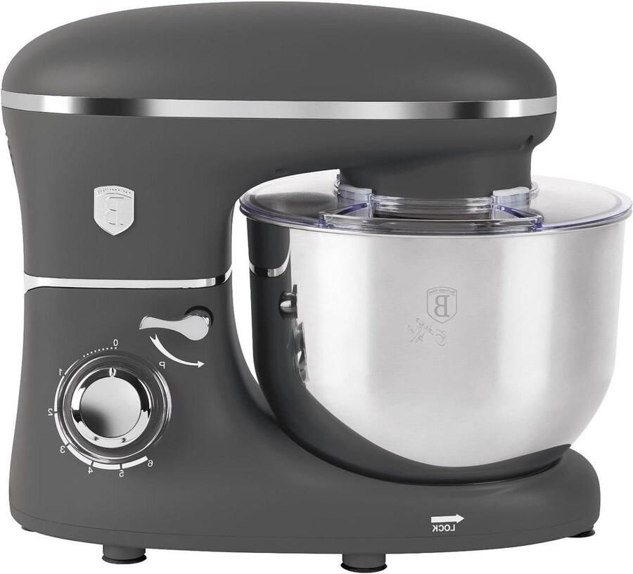 Keukenmachine Mixer Robot Bakken En Koken Krachtige 1300W Motor 6 Liter Kom Antraciet