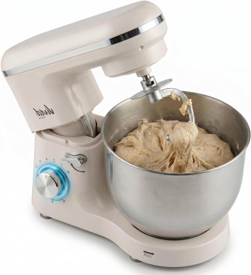 Keukenmachine Mixer Robot Bakken en Koken Krachtige 2000W Motor 6.2L Kom Creme