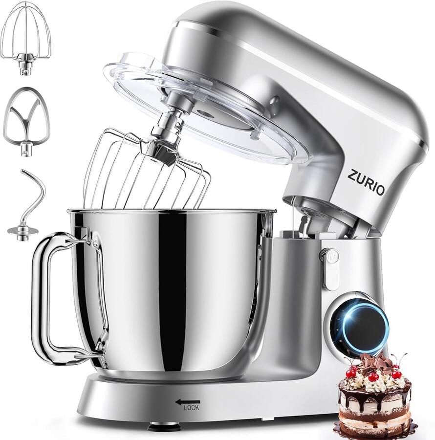 Keukenmachine Mixer Robot Bakken en Koken Stille Fermentatie 5.5 Liter Kom Zilver
