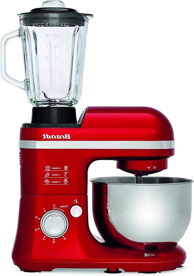 Keukenmachine Mixer Robot Recepten Bereiden 6 Snelheden Pulse 4L Kom Rood