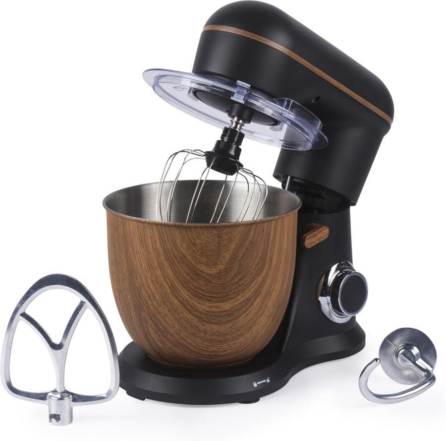 Keukenmachine Mixer Standmixer Bakken en Koken 1300W Motor Kracht 5 Liter Kom Mat Zwart