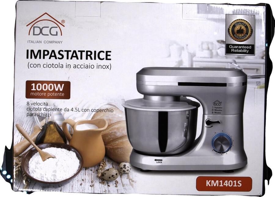 Keukenmachine Mixer Standmixer Bakken en Koken 6 Snelheden 4 Liter Zilver