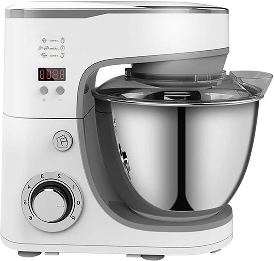 Keukenmachine Mixer Standmixer Bakken en Koken 8 Snelheden 5 Liter Zilver