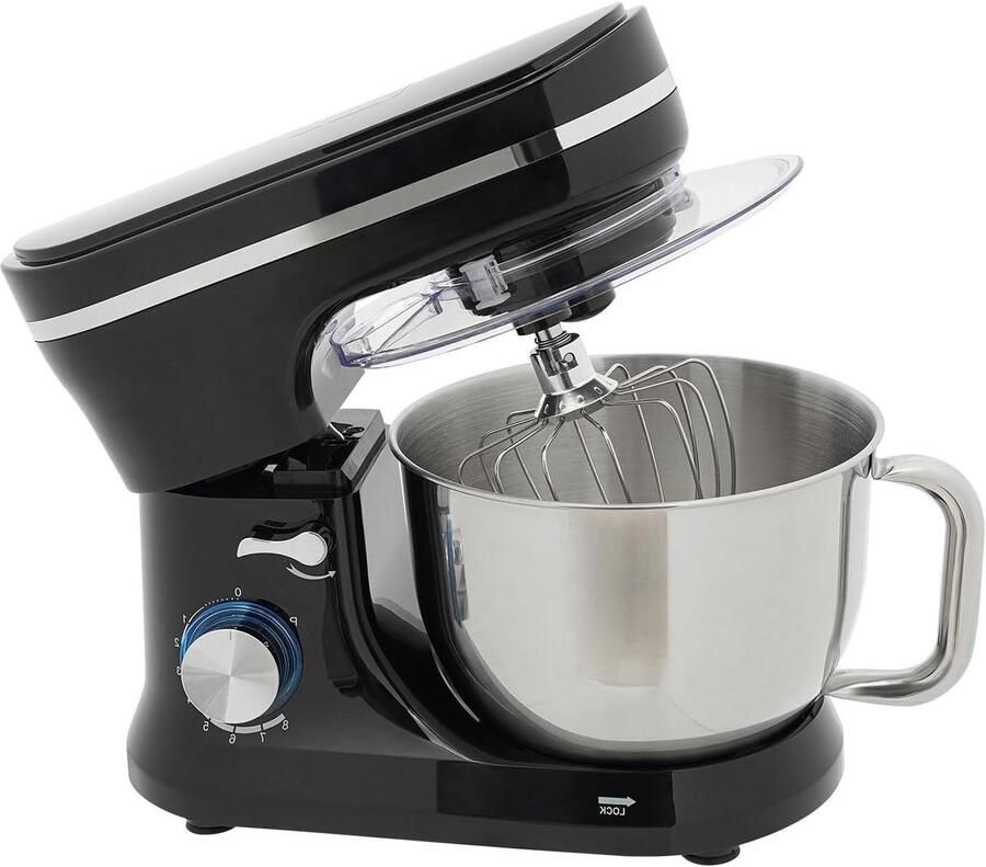 Keukenmachine Mixer Standmixer Bakken en Koken Krachtige Koperen Motor 4.5 Liter Zwart