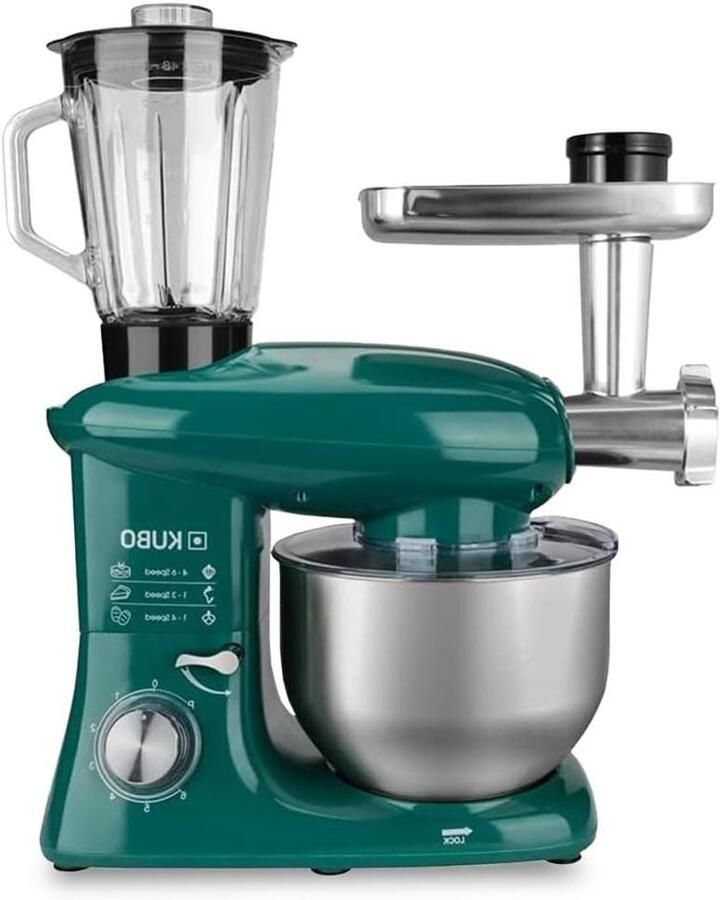 Keukenmachine Mixer Tafelmodel Culinaire Bereidingen 7 Accessoires Inclusief 6 Liter Kom Groen
