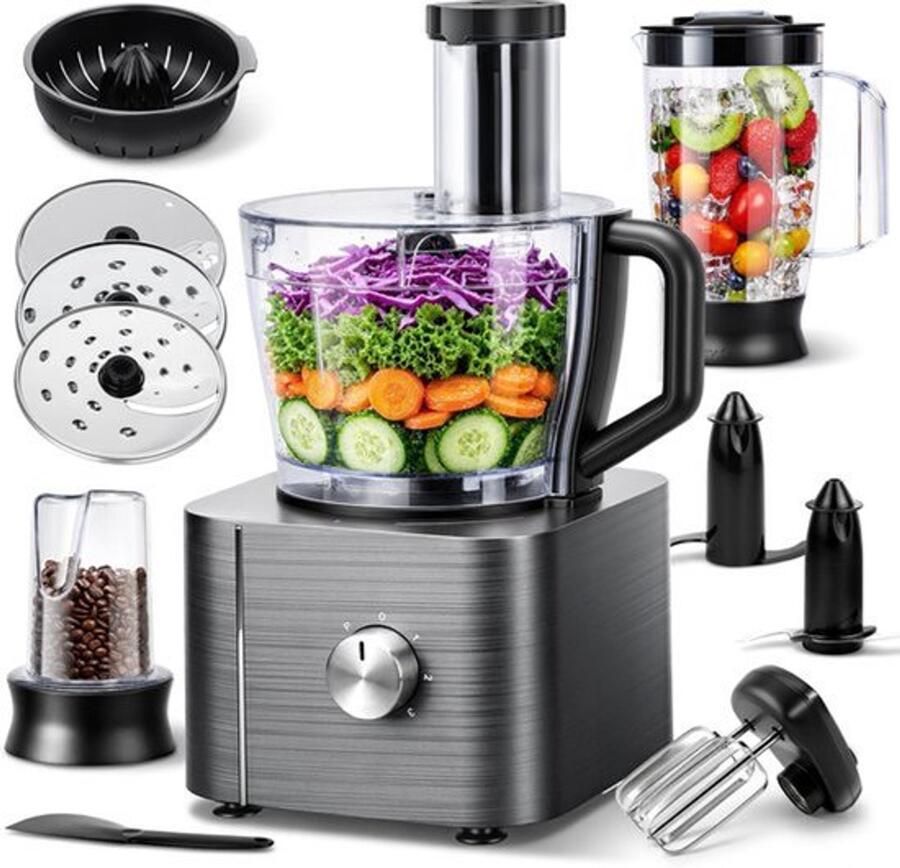 Keukenmachine Multifunctioneel 1100 W Vermogen 3 2 Liter Inhoud Roestvrij Staal Zwart Hakmolen Mixer