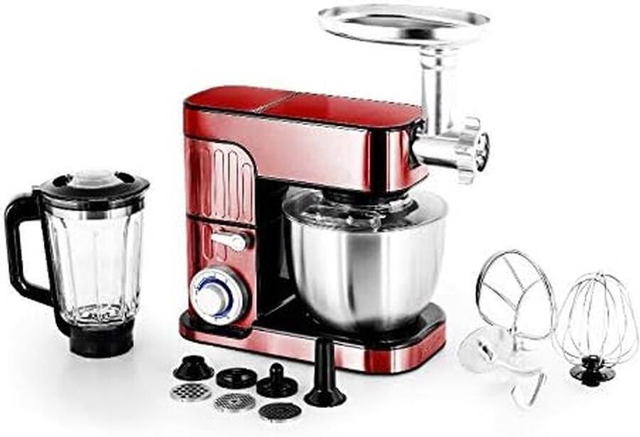 Keukenmachine Multifunctioneel Eten Bereiden Instelbare Snelheid 5.5 Liter Rood