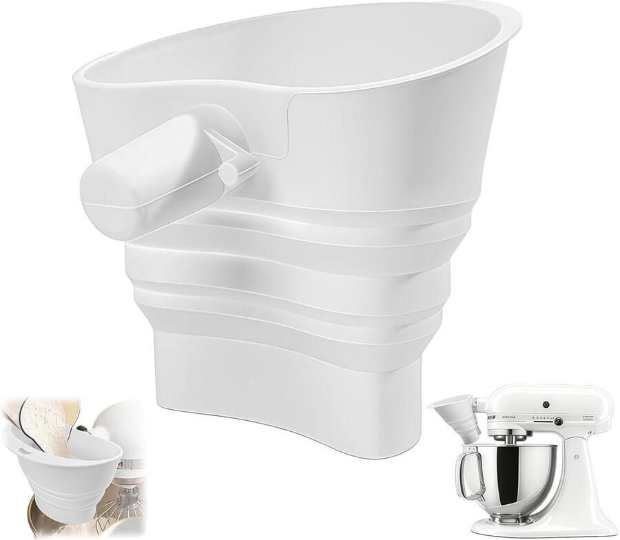 Keukenmachine Opzetstuk Mixer Accessoire Schoon Vullen Opvouwbaar Spatscherm 4.3-4.8L Kom Wit