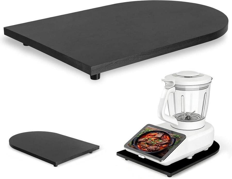 Keukenmachine Plank Glijplank Accessoire Apparaat Verplaatsen Met 360° Wielen 28 x 40 cm Zwart