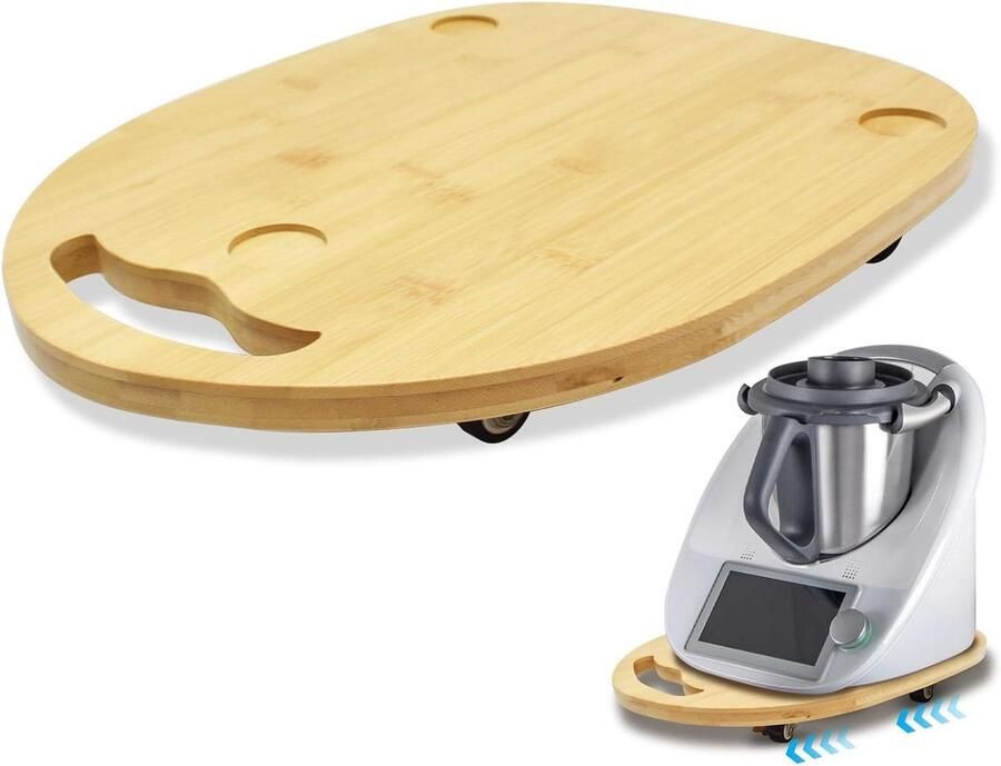 Keukenmachine Plank Glider Board Gemakkelijk Verplaatsen Met Wielen en Handgrepen 36 cm Houtkleur