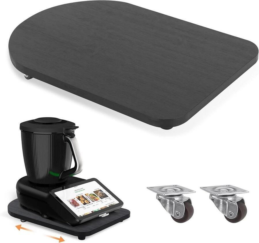 Keukenmachine Plank Rolplank Accessoire Keuken Werkblad Met 360° Wielen 40 x 28 cm Zwart