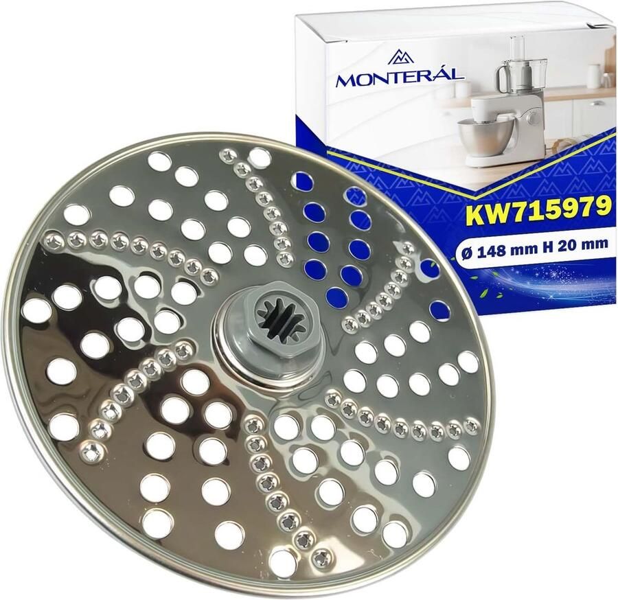 Keukenmachine Rasp Keuken Accessoire Ingrediënten Raspen Roestvrij Staal 148 mm Diameter Zilverkleurig