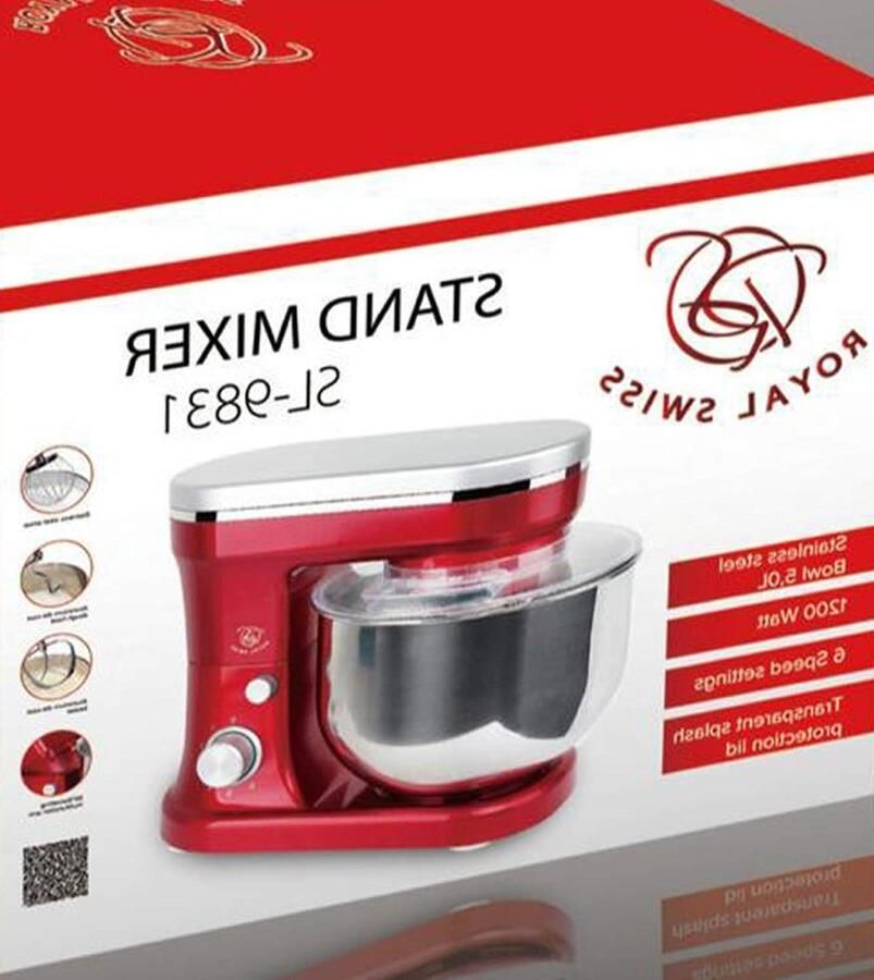 Keukenmachine Roermachine deegkneder Bakken en koken Krachtige 1500 watt motor 5 liter kom Rood