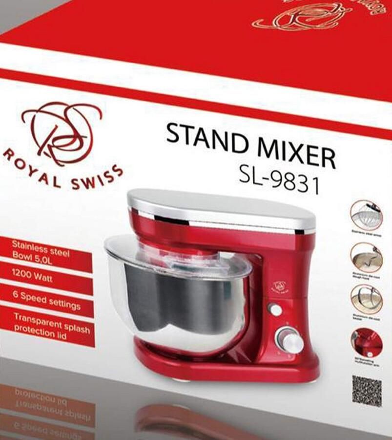 Keukenmachine Roermachine deegkneder Bakken en koken Krachtige 1500 watt motor 5 Liter RVS kom Rood