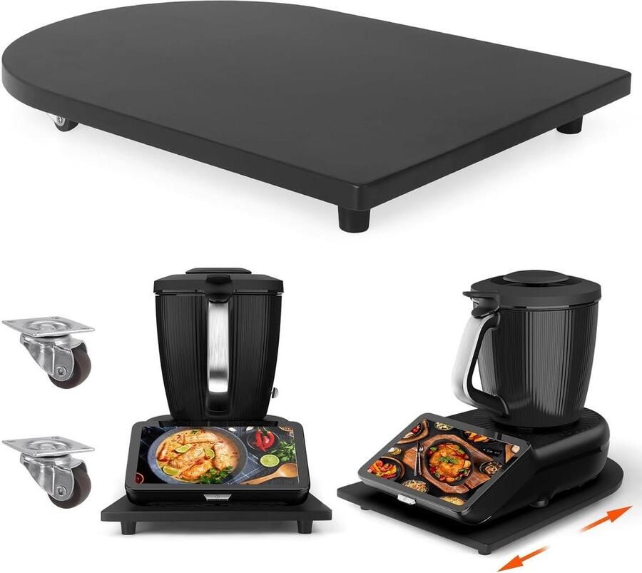 Keukenmachine Schuifplank Rolplank Bamboe Moeiteloos Verplaatsen 360° Wielen & Stopper 40x28 cm Zwart