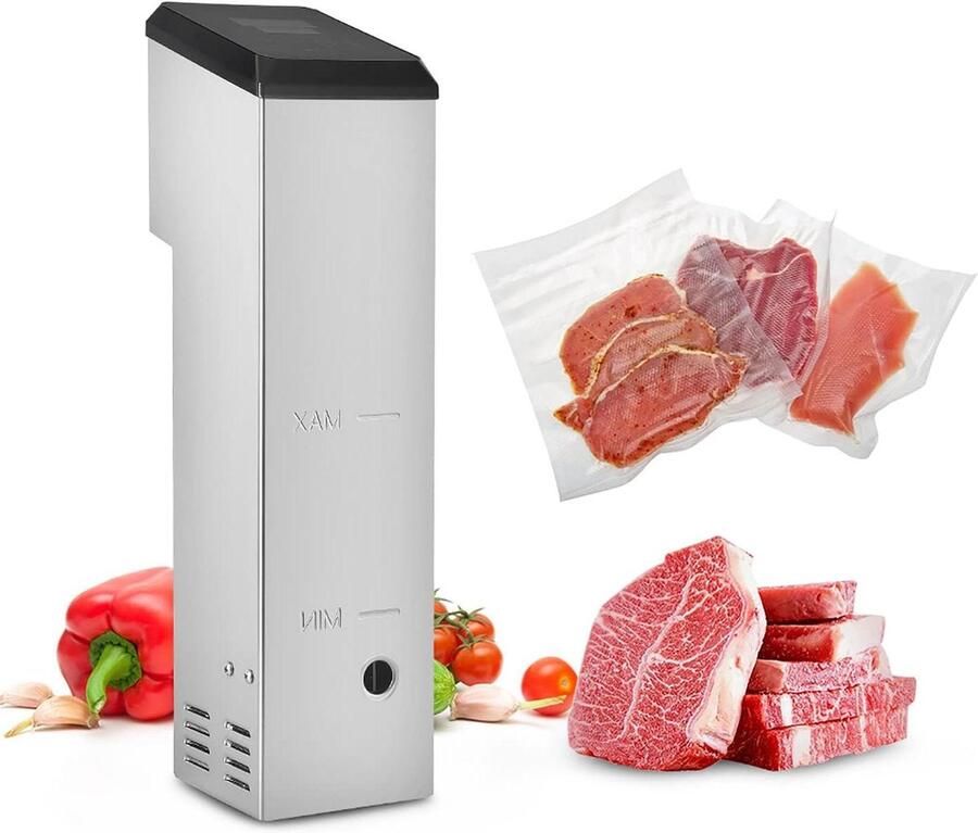 Keukenmachine Sous Vide Dompelcirculator Slowcooker Gelijkmatig Koken Instelbare Temperatuur Timer 5-22L Water Zilver