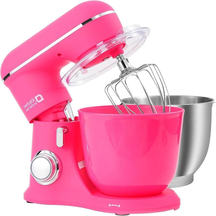 Keukenmachine Standmixer Bakken en Koken Dubbele Mengkom 4.5L + 5L Donkerroze