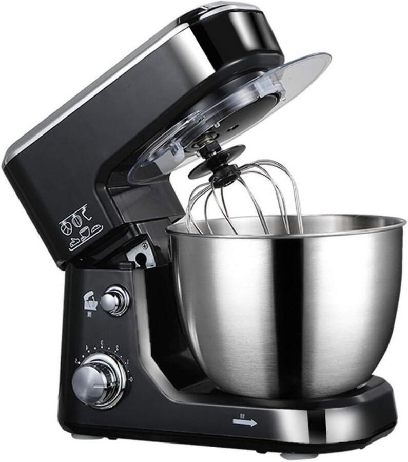 Keukenmachine Standmixer Bakken en Mixen Planetair Mengsysteem 4L Kom Zwart