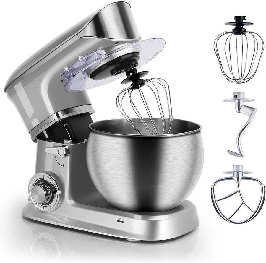 Keukenmachine Keukenrobot Mixer Culinaire Bereidingen Krachtige Motor 65 liter kom Zilver
