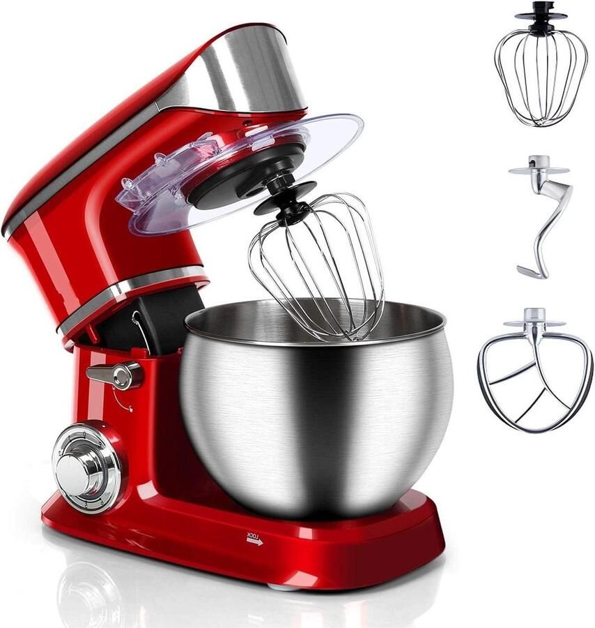 Keukenmachine Standmixer Mixer Voedsel Bereiden Gietijzeren Behuizing 1900W Rood