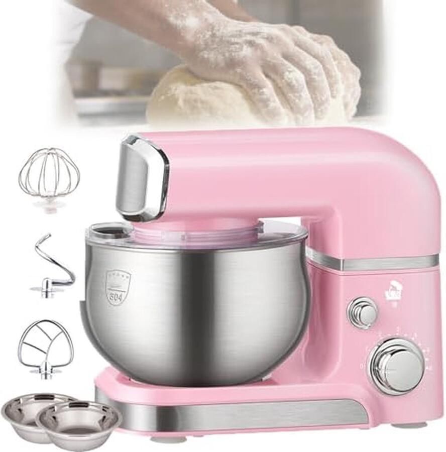 Elektrische Mixer Keukenmachine Deegmaker Thuis Bakken 6 Snelheden 3.5 Liter Kom Roze