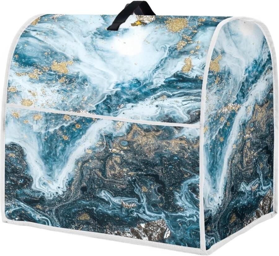 Mixer Afdekking Keukenmachinehoes Stofhoes Keuken Decoratie Met Opbergzakken 6-8 Quarts Blauw Goud Marmer