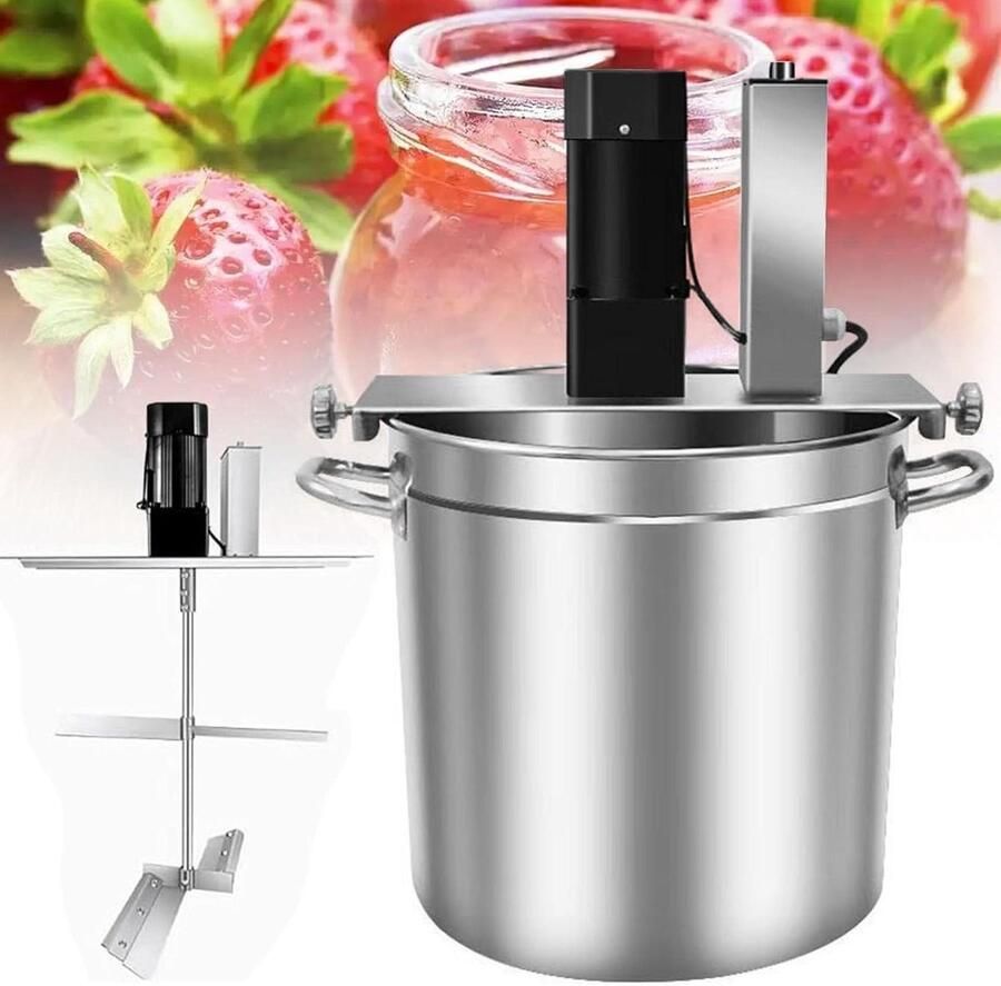 Keukenmixer Automatisch Roerapparaat Verwarmd Sauzen en Vullingen Maken Dubbellaags Roerbladen 15 Liter Zilver