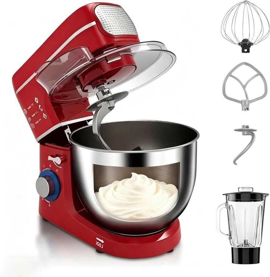 Keukenmixer Bakmachine Thuis bakken 1400W motor 10 liter kom Rood