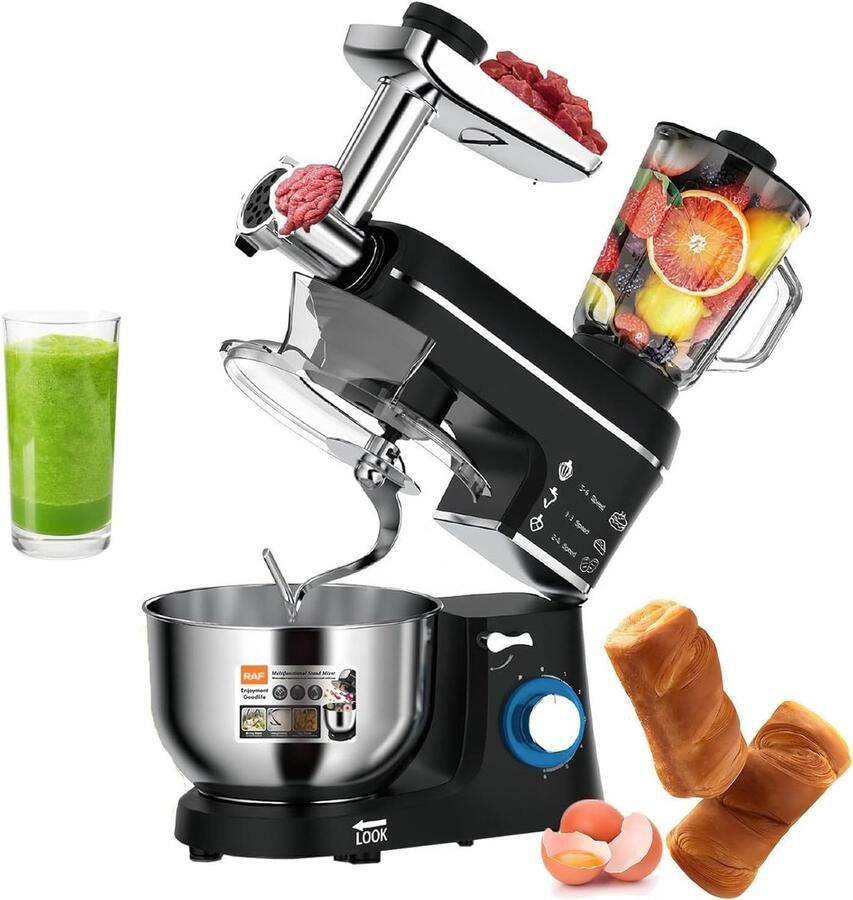 Keukenmixer Deegmixer Keukenmachine Blender Thuiskoken Bakken Kantelbare Kop Snelheden 7 Liter Kom Zwart