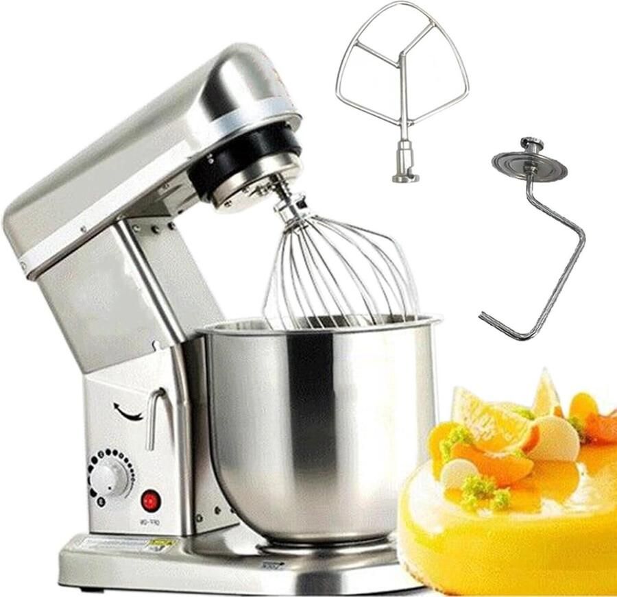 Keukenmixer Deegmixer Staande Mixer Bakken en Koken 3 Accessoires en Kantelbare Kop 5L of 7L Zilver