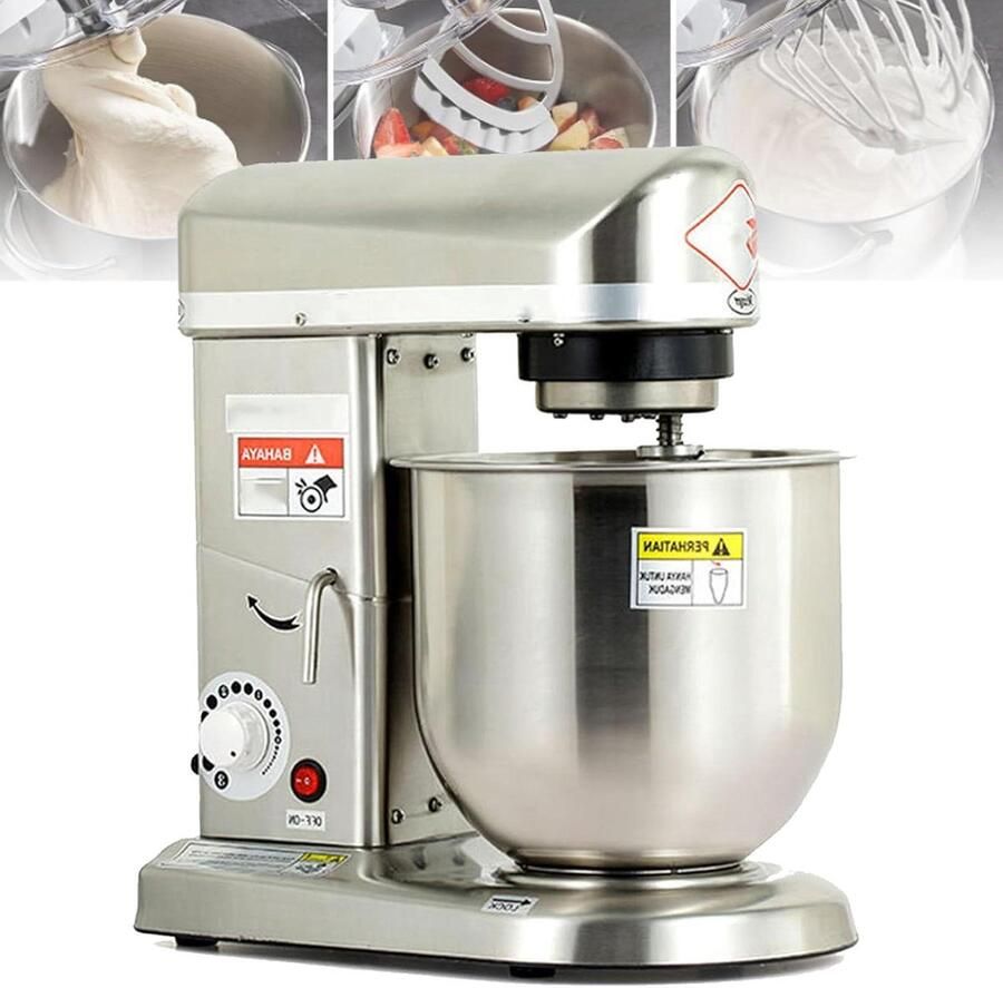 Keukenmixer Deegmixer Standmixer Bakken en Koken 3-in-1 Accessoires 5L Kom Zilver