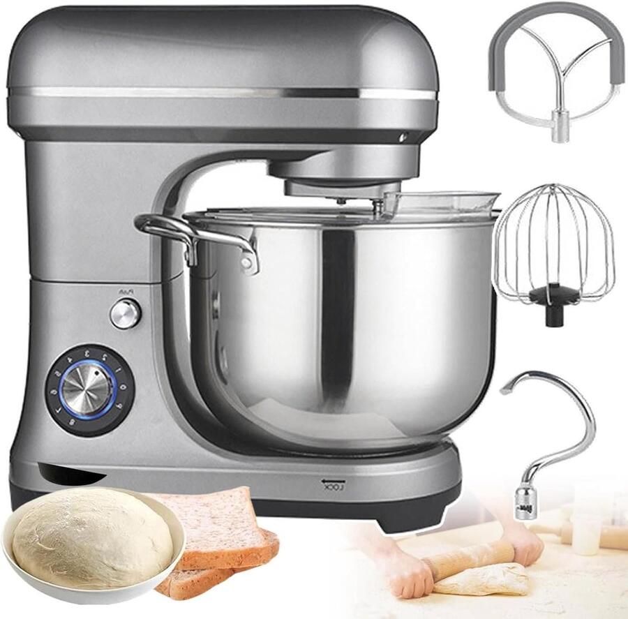 Keukenmixer Deegmixer Standmixer Bakken En Koken Krachtige Koperen Motor 10 Liter Kom Zilver