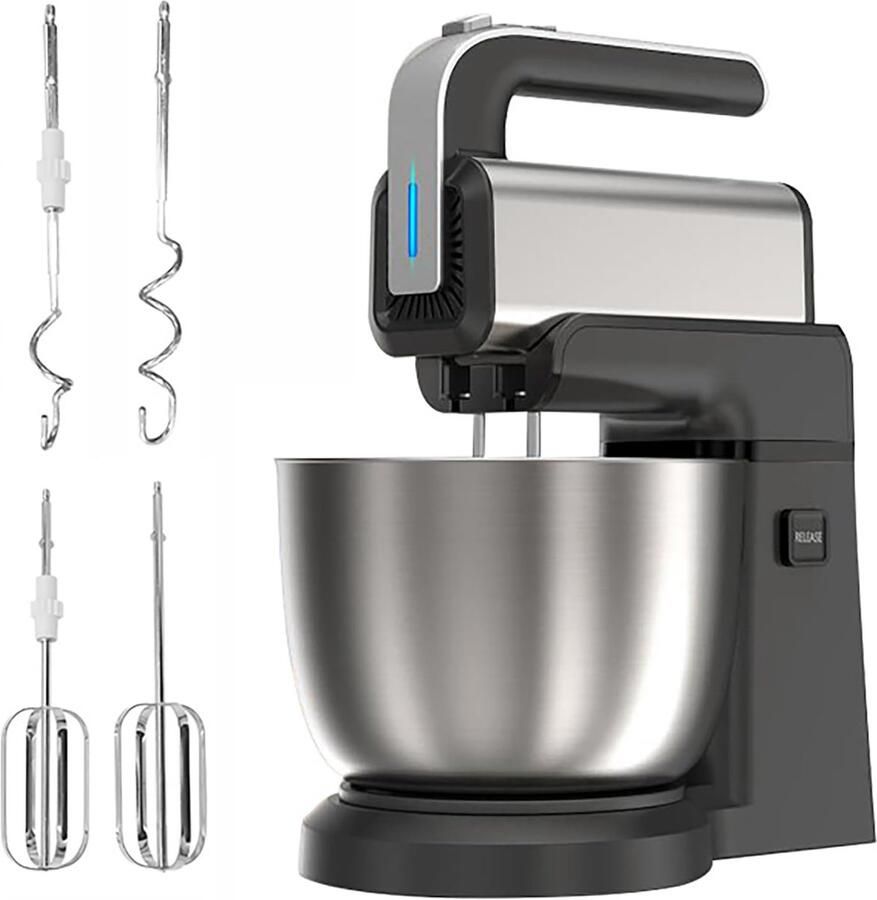 Keukenmixer Elektrisch Handmixer Kom Bakken Mixen 5 Snelheden 35 Liter Kom Zwart