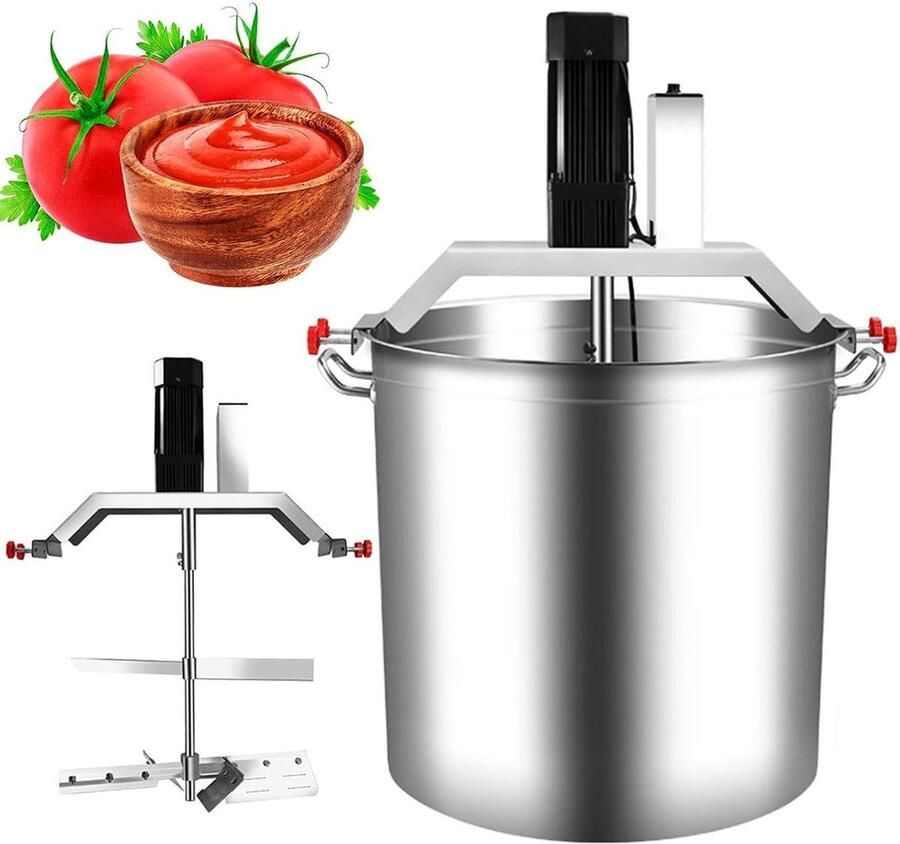 Keukenmixer Elektrisch Professionele Mixer Sauzen Maken Dubbele Roerbladen 40-140 Liter Zilver