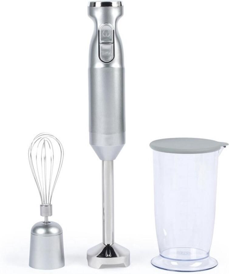 Keukenmixer en blender Staafmixer set Voor het bereiden van eten 2-in-1-functionaliteit Beker van 700 ml Zilver