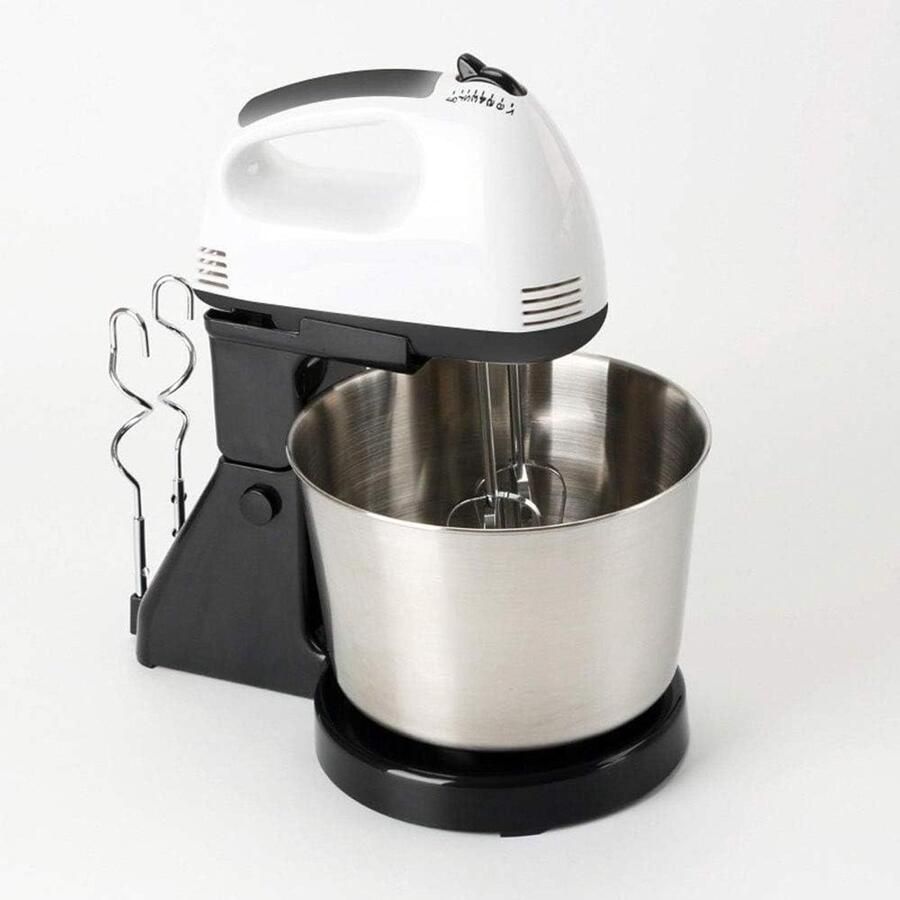 Keukenmixer Handmixer Garde Bakken en Koken Dubbele Modus Handheld Desktop 1.7L Kom Wit