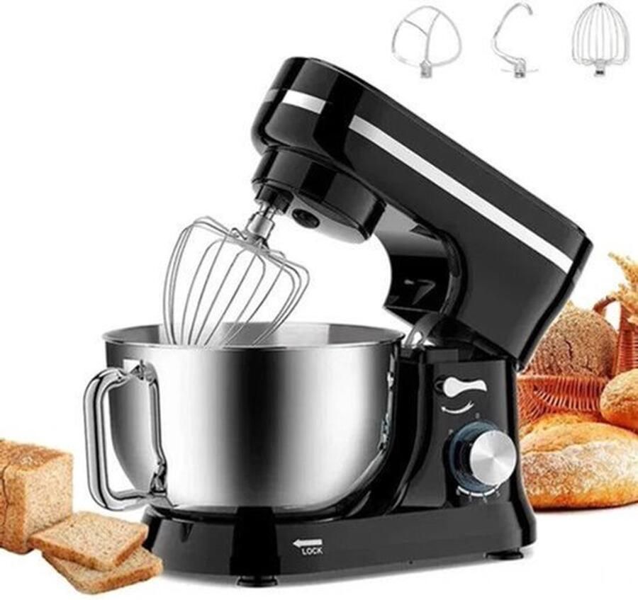 Keukenmixer Keukenmachine Foodprocessor Keukenrobot 1000W – 8 Snelheden – 4.5L Roestvrijstalen Kom – Elektrische Foodmixer Zilver