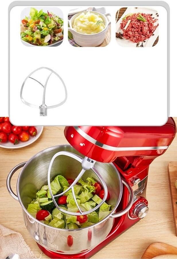 Keukenmixer – Keukenmachine Keukenrobot Foodprocessor 6L 2000W Krachtige & Stille Motor – 6 Snelheden – Met Roestvrijstalen Kom – Metal Gray - Foto 2