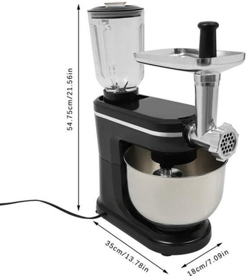 Keukenmixer – Keukenmachine – Mengmachine – Mixer – Deegmixer – Zwart – 700W Motor – 6 Liter Mengkom