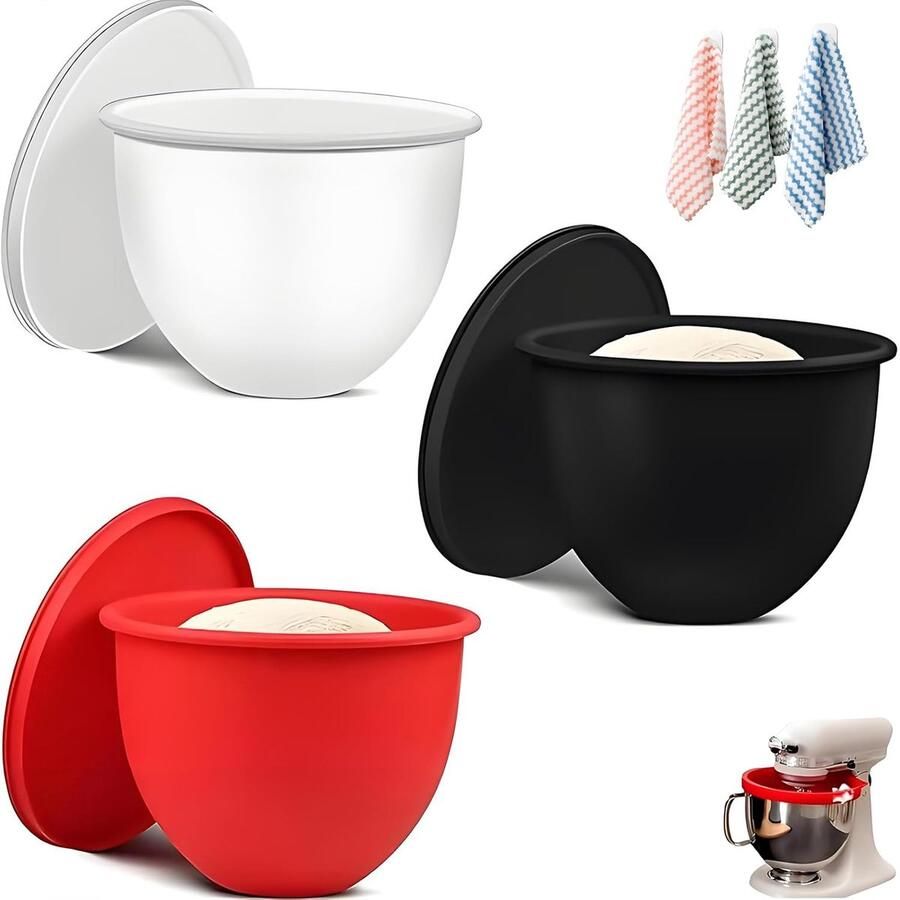 Keukenmixer Liners Siliconen Mengkom Bakken Koken Warm & Koudbestendig 5 Liter Kom Set van 3