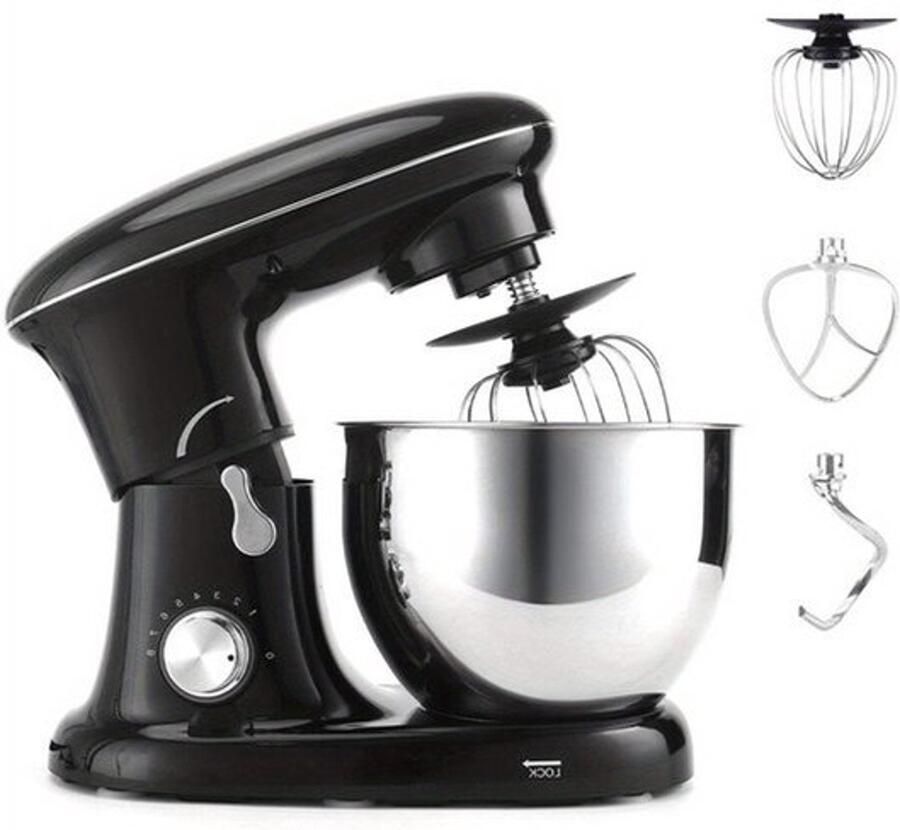 Keukenmixer – Mengmachine – Bakmixer – Deegkneder – Standmixer – 1400W Krachtige Motor – 4 5 Liter RVS Mengkom – Zwart - Foto 3
