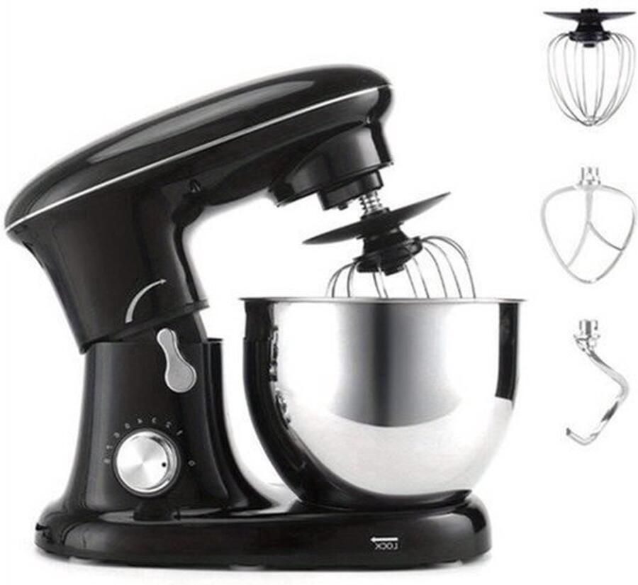Keukenmixer – Mengmachine – Bakmixer – Deegkneder – Standmixer – 1400W Krachtige Motor – 4 5 Liter RVS Mengkom – Zwart