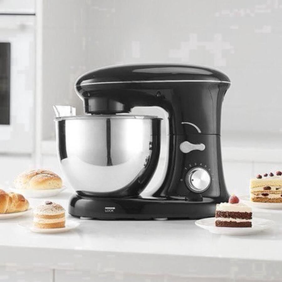 Keukenmixer – Mengmachine – Bakmixer – Deegkneder – Standmixer – 1400W Krachtige Motor – 4 5 Liter RVS Mengkom – Zwart