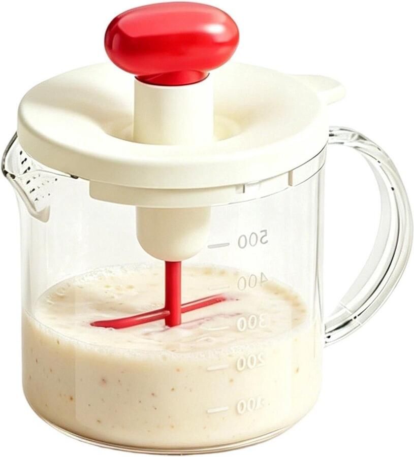 Keukenmixer Met Beker Roterende Garde Bakgerei Maken Handmatige Drukbediening 15x14x10 cm Rood